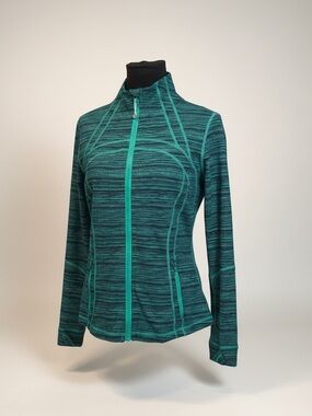 Lululemon Teal Striped Full-Zip Athletic Jacket